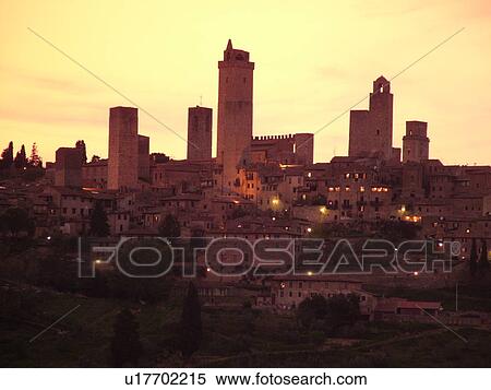 San Gimignano, Tuscany, Italy, Toscana, Europe, Scenic view of the medieval town of San Gimignano in the evening in the Chianti Region. View Large Photo Image Stock Photography - San Gimignano, Tuscany, Italy, Toscana, Europe, Scenic view of the medieval town of San Gimignano in the evening in the Chianti Region.. Fotosearch
