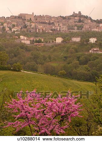 Picture -  San Marino, Italy, Europe, Republic of San Marino, Scenic view of the hilly city-state of San Marino.. Fotosearch