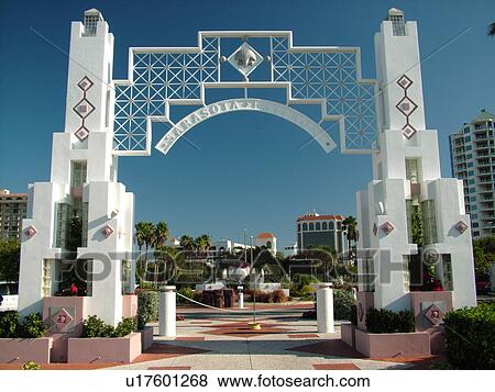 Sarasota, FL, Florida, Bayfront, entrance gate to Island Park View Large Photo Image Stock Photo - Sarasota, FL, Florida, Bayfront, entrance gate to Island Park. Fotosearch
