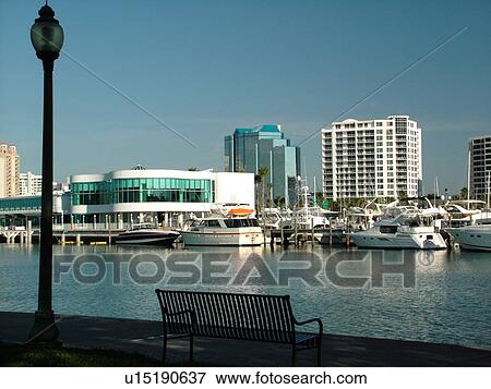 Stock Photo -  Sarasota, FL, Florida, Sarasota Bay, Island Park, marina. Fotosearch