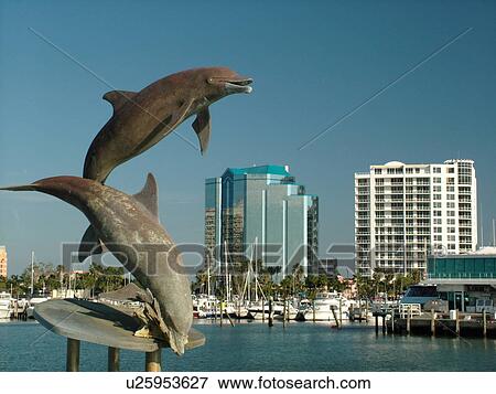 Sarasota, FL, Florida, Sarasota Bay, Island Park, dolphin fountain, marina View Large Photo Image Stock Photo - Sarasota, FL, Florida, Sarasota Bay, Island Park, dolphin fountain, marina. Fotosearch