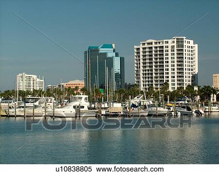 Stock Photography -  Sarasota, FL, Florida, Sarasota Bay, marina. Fotosearch