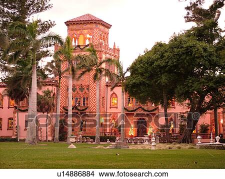 Sarasota, FL, Florida, The John and Mable Ringling Museum, Ca' d'Zan, Ringling's Winter Residence, ca. 1926 Venetian Palace, evening View Large Photo Image Picture - Sarasota, FL, Florida, The John and Mable Ringling Museum, Ca' d'Zan, Ringling's Winter Residence, ca. 1926 Venetian Palace, evening. Fotosearch