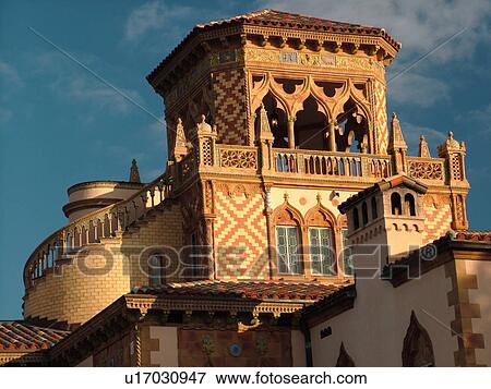 Stock Photo -  Sarasota, FL, Florida, The John and Mable Ringling Museum, Ca' d'Zan, Ringling's Winter Residence, ca. 1926 Venetian Palace, Tower. Fotosearch