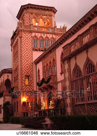 Sarasota, FL, Florida, The John and Mable Ringling Museum, Ca' d'Zan, Ringling's Winter Residence, ca. 1926 Venetian Palace, evening View Large Photo Image Stock Photograph - Sarasota, FL, Florida, The John and Mable Ringling Museum, Ca' d'Zan, Ringling's Winter Residence, ca. 1926 Venetian Palace, evening. Fotosearch