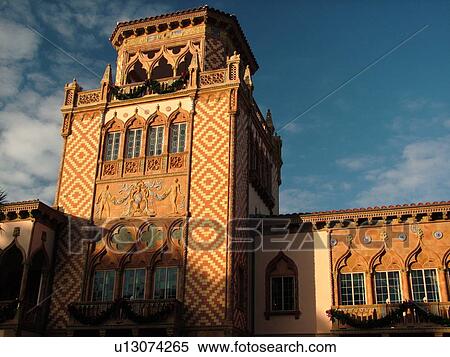 Sarasota, FL, Florida, The John and Mable Ringling Museum, Ca' d'Zan, Ringling's Winter Residence, ca. 1926 Venetian Palace, Tower View Large Photo Image Stock Photography -  Sarasota, FL, Florida, The John and Mable Ringling Museum, Ca' d'Zan, Ringling's Winter Residence, ca. 1926 Venetian Palace, Tower. Fotosearch