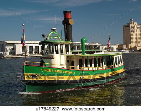 Stock Photo -  Savannah, GA, Georgia, Savannah River, Savannah Belles Ferry, water taxi, Susie King Taylor. Fotosearch