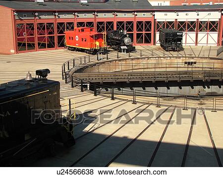 Stock Photo -  Scranton, PA, Pennsylvania, Steamtown National Historic Site, railroad, turntable, roundhouse. Fotosearch