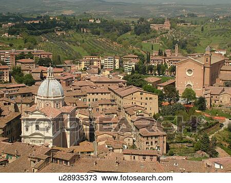 Siena, Italy, Tuscany, Toscana, Europe, Aerial view of the city of Siena from Torre del Mangia. View Large Photo Image Stock Image - Siena, Italy, Tuscany, Toscana, Europe, Aerial view of the city of Siena from Torre del Mangia.. Fotosearch