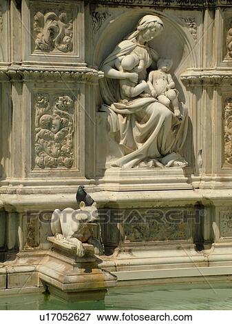 Stock Photo -  Siena, Italy, Tuscany, Toscana, Europe, Fonte Gaia (Gay Fountain) in Piazza del Campo in the city of Siena.. Fotosearch