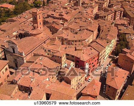 Siena, Tuscany, Italy, Toscana, Europe, Aerial view of the city of Siena from Torre del Mangia. View Large Photo Image Stock Photo - Siena, Tuscany, Italy, Toscana, Europe, Aerial view of the city of Siena from Torre del Mangia.. Fotosearch