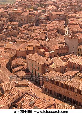 Siena, Tuscany, Italy, Toscana, Europe, Aerial view of the city of Siena from Torre del Mangia. View Large Photo Image Stock Photograph - Siena, Tuscany, Italy, Toscana, Europe, Aerial view of the city of Siena from Torre del Mangia.. Fotosearch
