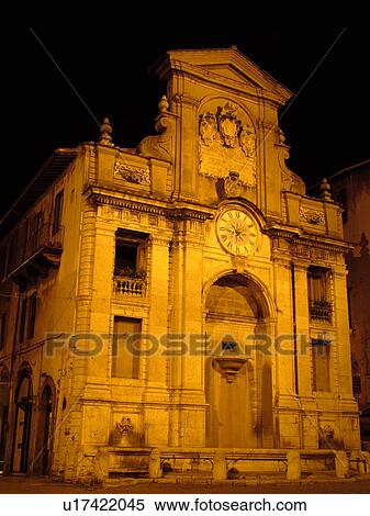 Spoleto, Umbria, Italy, Europe, Old building illuminated at night in the Piazza del Mercato in the medieval city of Spoleto. View Large Photo Image Stock Photography - Spoleto, Umbria, Italy, Europe, Old building illuminated at night in the Piazza del Mercato in the medieval city of Spoleto.. Fotosearch