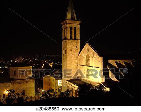 Spoleto, Umbria, Italy, Europe, The cathedral is illuminated at night in the medieval city of Spoleto. View Large Photo Image Stock Image - Spoleto, Umbria, Italy, Europe, The cathedral is illuminated at night in the medieval city of Spoleto.. Fotosearch