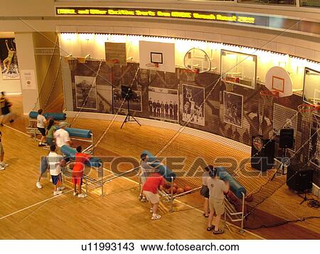 Stock Image -  Springfield, MA, Massachusetts, The Naismith Memorial Basketball Hall of Fame, interior. Fotosearch