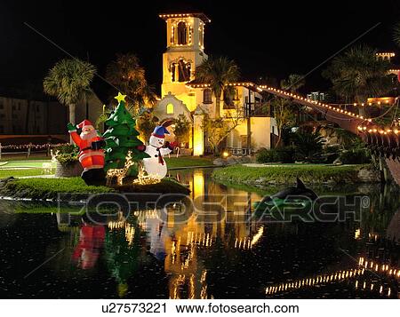 St. Augustine Beach, FL, Florida, Fiesta Falls miniature golf course decorated for the Christmas Holiday in the evening View Large Photo Image Stock Image - St. Augustine Beach, FL, Florida, Fiesta Falls miniature golf course decorated for the Christmas Holiday in the evening. Fotosearch