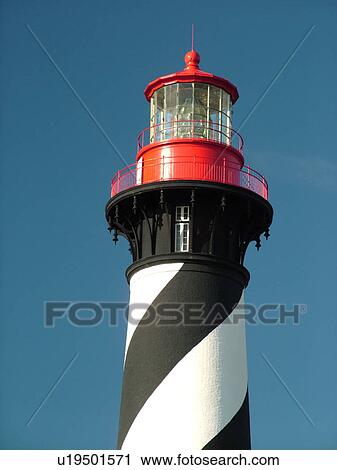Stock Image -  St. Augustine, FL, Florida, Anastasia Island, Atlantic Ocean, The St. Augustine Lighthouse and Museum, site of Florida's first lighthouse. Fotosearch