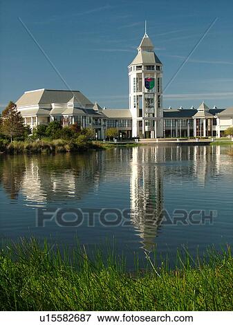 Stock Photo -  St. Augustine, FL, Florida, Golf Hall of Fame, World Golf Village, Kelly Lake, St. Johns County Cradle of Golf. Fotosearch