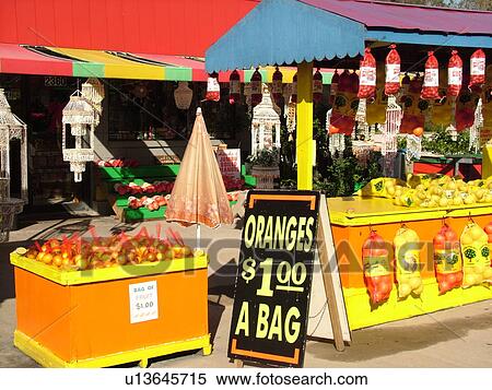 Stock Photography -  St. Augustine, FL, Florida, Interstate Exchange Fruit Stand, Indian River Fruit, Oranges and grapefruit for sale at fruit market. Fotosearch