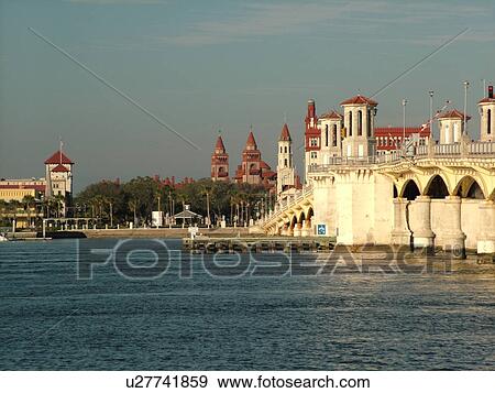 St. Augustine, FL, Florida, skyline, The Old city, The Bridge of Lions spans Matanzas Bay View Large Photo Image Stock Photo - St. Augustine, FL, Florida, skyline, The Old city, The Bridge of Lions spans Matanzas Bay. Fotosearch