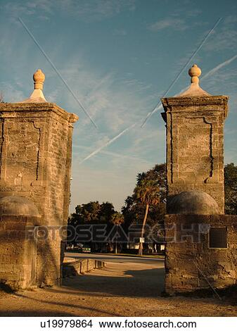 St. Augustine, FL, Florida, The Old city, City Gate and St. George Street, Walking Mall View Large Photo Image Picture - St. Augustine, FL, Florida, The Old city, City Gate and St. George Street, Walking Mall. Fotosearch