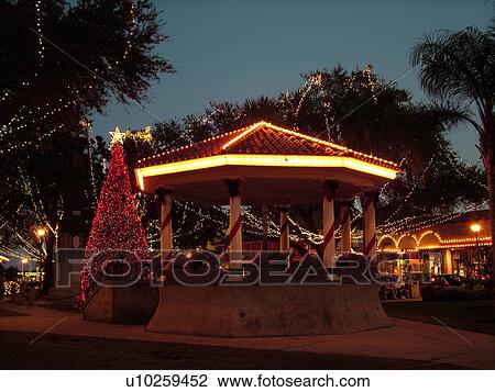 St. Augustine, FL, Florida, The Old City, Plaza de la Constitucion decorated for the Christmas holidays, evening View Large Photo Image Stock Image - St. Augustine, FL, Florida, The Old City, Plaza de la Constitucion decorated for the Christmas holidays, evening. Fotosearch