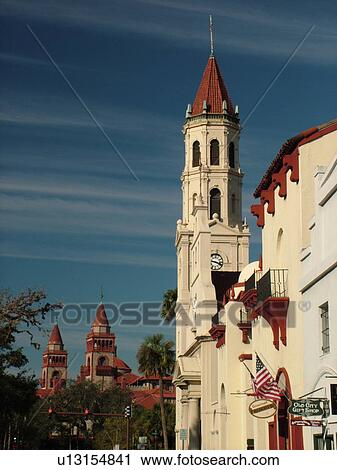 Stock Image -  St. Augustine, FL, Florida, The Old City, Cathedral Place, Cathedral Basilica of St. Augustine. Fotosearch