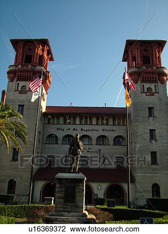 Stock Image -  St. Augustine, FL, Florida, The Old City, Lightner Museum, former Alcazar Hotel, Hispano-Moorish Building. Fotosearch
