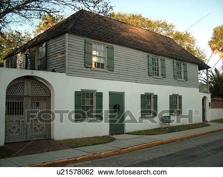 Stock Image -  St. Augustine, FL, Florida, The Old City, Gonzalez-Alvarez House, Oldest House. Fotosearch