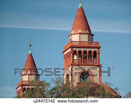 St. Augustine, FL, Florida, The Old City, Flagler College, former Hotel Ponce de Leon ca. 1888, Spanish Renaissance architecture View Large Photo Image Stock Image - St. Augustine, FL, Florida, The Old City, Flagler College, former Hotel Ponce de Leon ca. 1888, Spanish Renaissance architecture. Fotosearch