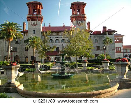 St. Augustine, FL, Florida, The Old City, Lightner Museum, former Alcazar Hotel, Hispano-Moorish Building View Large Photo Image Stock Photo - St. Augustine, FL, Florida, The Old City, Lightner Museum, former Alcazar Hotel, Hispano-Moorish Building. Fotosearch