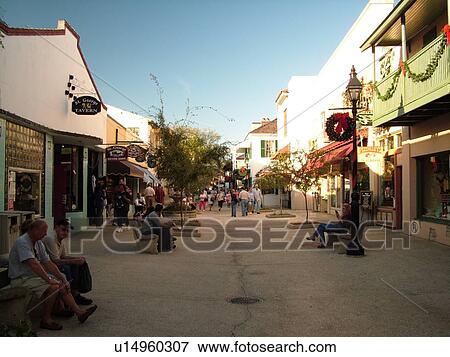 St. Augustine, FL, Florida, The Old City, St. George Street, Walking Mall View Large Photo Image Stock Photo - St. Augustine, FL, Florida, The Old City, St. George Street, Walking Mall. Fotosearch
