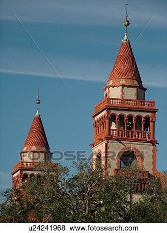 St. Augustine, FL, Florida, The Old City, Flagler College, former Hotel Ponce de Leon ca. 1888, Spanish Renaissance architecture View Large Photo Image Stock Photo - St. Augustine, FL, Florida, The Old City, Flagler College, former Hotel Ponce de Leon ca. 1888, Spanish Renaissance architecture. Fotosearch