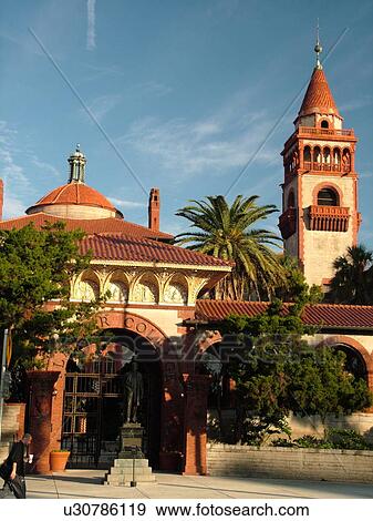 St. Augustine, FL, Florida, The Old City, Flagler College, former Hotel Ponce de Leon ca. 1888, Spanish Renaissance architecture View Large Photo Image Stock Photo - St. Augustine, FL, Florida, The Old City, Flagler College, former Hotel Ponce de Leon ca. 1888, Spanish Renaissance architecture. Fotosearch