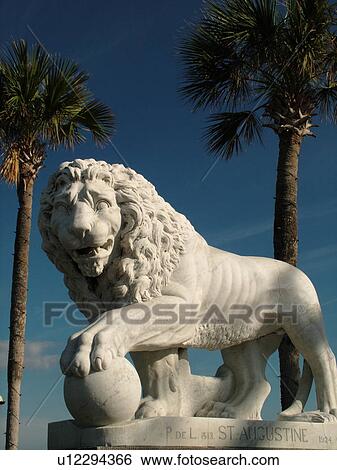 St. Augustine, FL, Florida, The Old City, Lion Statue guards The Bridge of Lions View Large Photo Image Stock Photograph - St. Augustine, FL, Florida, The Old City, Lion Statue guards The Bridge of Lions. Fotosearch