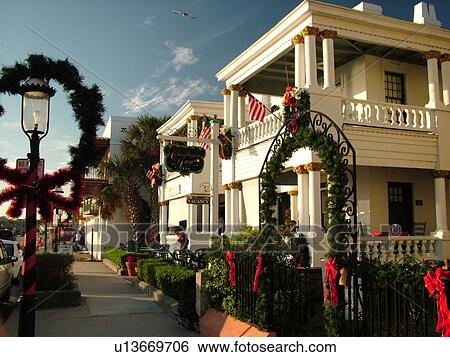 Stock Photograph -  St. Augustine, FL, Florida, The Old City, Casablanca Inn Bed and Breakfast along Avenida Menendez. Fotosearch