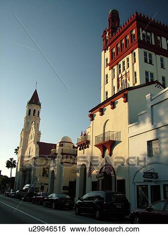St. Augustine, FL, Florida, The Old City, Buildings along Cathedral Place, Cathedral Basilica of St. Augustine View Large Photo Image Stock Photograph - St. Augustine, FL, Florida, The Old City, Buildings along Cathedral Place, Cathedral Basilica of St. Augustine. Fotosearch