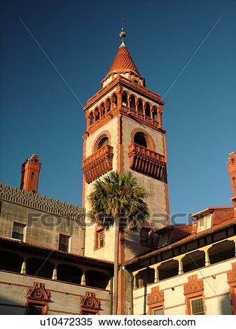 Stock Photography -  St. Augustine, FL, Florida, The Old City, Flagler College, former Hotel Ponce de Leon ca. 1888, Spanish Renaissance architecture. Fotosearch
