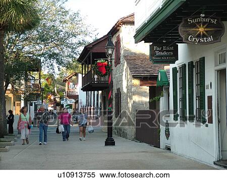 Stock Photography -  St. Augustine, FL, Florida, The Old City, St. George Street, Walking Mall. Fotosearch