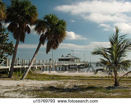 Stock Image -  St. Petersburg, FL, Florida, Fort De Soto Park, Tampa Bay, Mullet Key, Gulf Coast Beaches, pier. Fotosearch