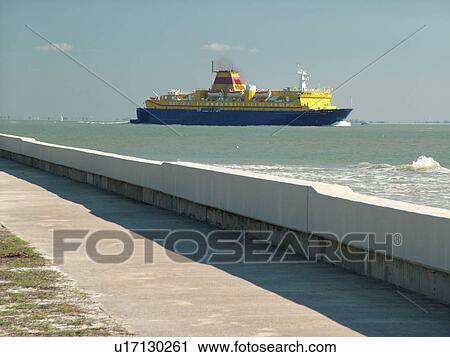 Stock Image -  St. Petersburg, FL, Florida, Fort De Soto Park, Tampa Bay, Mullet Key, Gulf Coast Beaches, ferry. Fotosearch