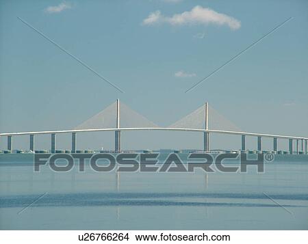 St. Petersburg, FL, Florida, Tampa Bay, Sunshine Skyway Bridge, I-275, 15 mile bridge spans lower Tampa Bay View Large Photo Image Picture - St. Petersburg, FL, Florida, Tampa Bay, Sunshine Skyway Bridge, I-275, 15 mile bridge spans lower Tampa Bay. Fotosearch