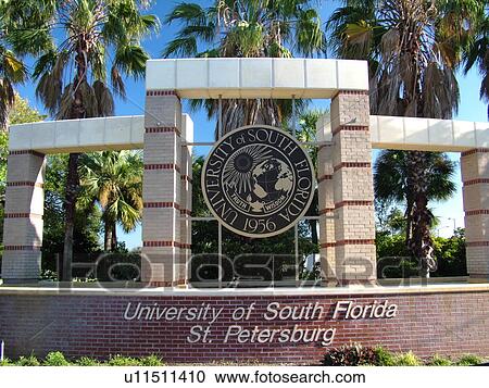 Stock Image -  St. Petersburg, FL, Florida, Tampa Bay, University of South Florida, entrance sign. Fotosearch