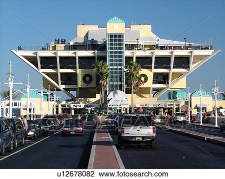 Stock Image -  St. Petersburg, FL, Florida, Tampa Bay, The Pier, upside-down Pyramid, Inverted five-story pyramidal structure. Fotosearch