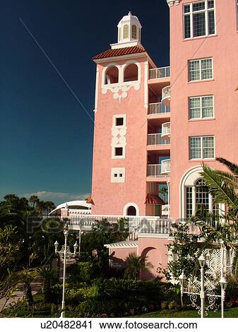 Stock Image -  St. Petersburg, FL, Florida, Tampa Bay, St. Pete Beach, Gulf Coast Beaches, Don Cesar Resort and Spa ca. 1920. Fotosearch