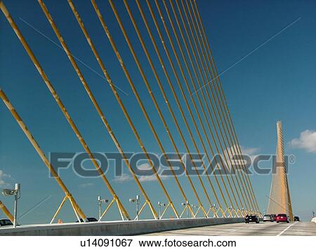 Stock Photo -  St. Petersburg, FL, Florida, Tampa Bay, Sunshine Skyway Bridge, I-275, 15 mile bridge spans lower Tampa Bay. Fotosearch
