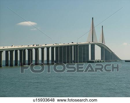 St. Petersburg, FL, Florida, Tampa Bay, Sunshine Skyway Bridge, I-275, 15 mile bridge spans lower Tampa Bay View Large Photo Image Stock Photo - St. Petersburg, FL, Florida, Tampa Bay, Sunshine Skyway Bridge, I-275, 15 mile bridge spans lower Tampa Bay. Fotosearch