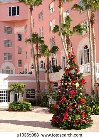 St. Petersburg, FL, Florida, Tampa Bay, St. Pete Beach, Gulf Coast Beaches, Don Cesar Resort and Spa ca. 1920, Christmas Tree View Large Photo Image Stock Photo - St. Petersburg, FL, Florida, Tampa Bay, St. Pete Beach, Gulf Coast Beaches, Don Cesar Resort and Spa ca. 1920, Christmas Tree. Fotosearch