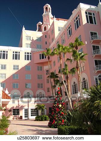 Stock Photo -  St. Petersburg, FL, Florida, Tampa Bay, St. Pete Beach, Gulf Coast Beaches, Don Cesar Resort and Spa ca. 1920. Fotosearch