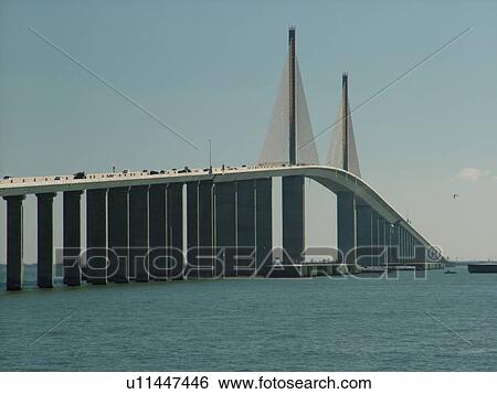 St. Petersburg, FL, Florida, Tampa Bay, Sunshine Skyway Bridge, I-275, 15 mile bridge spans lower Tampa Bay View Large Photo Image Stock Photograph - St. Petersburg, FL, Florida, Tampa Bay, Sunshine Skyway Bridge, I-275, 15 mile bridge spans lower Tampa Bay. Fotosearch
